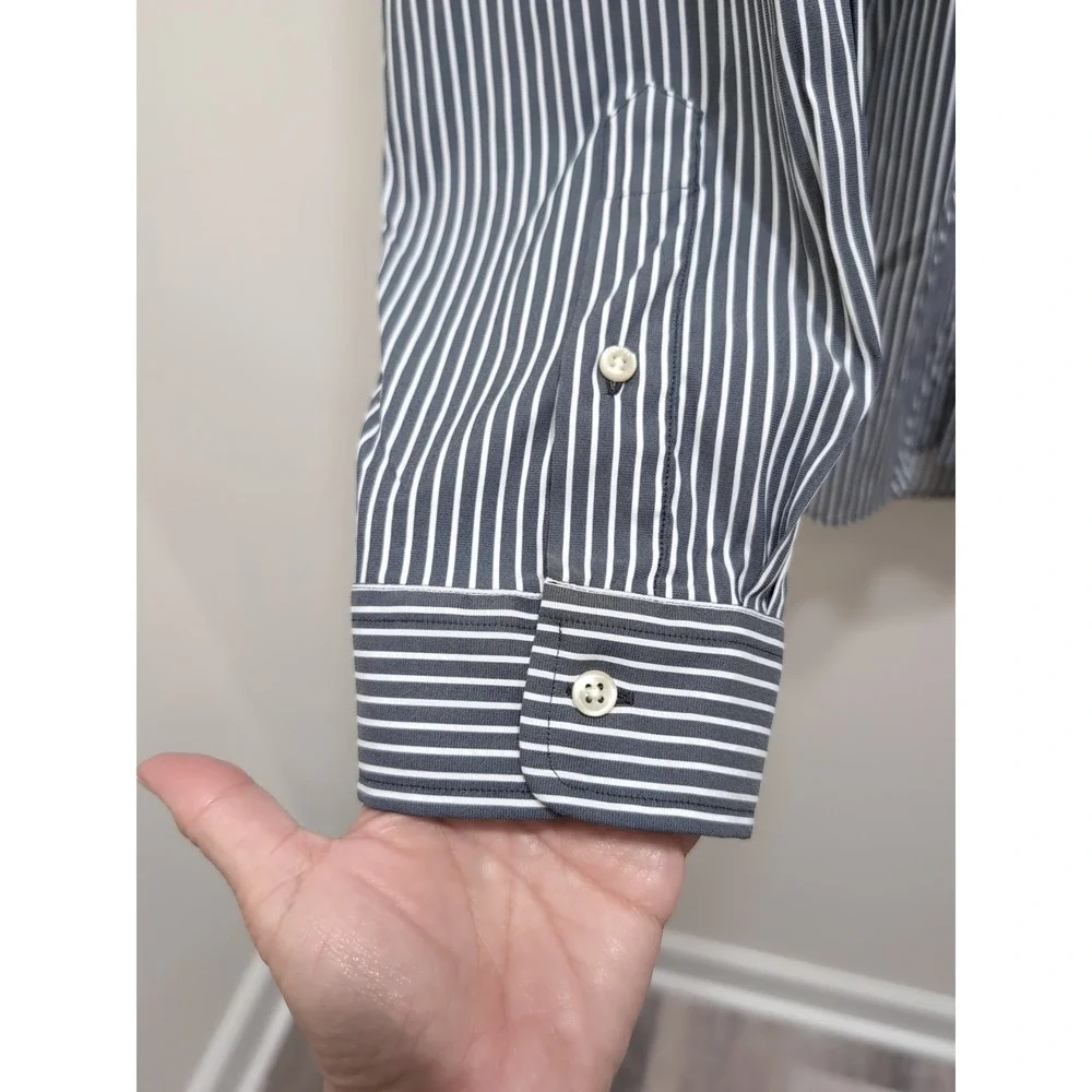 Polo Ralph Lauren Button Down Men XXL Gray White Striped Performance Classic Fit